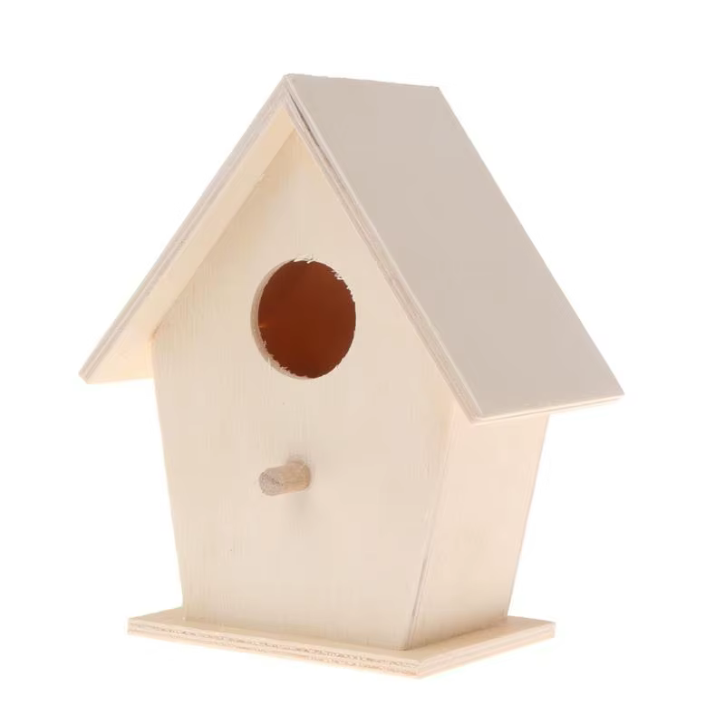 Nichoir à oiseaux en bois pour l'extérieur, à peindre, nichoir fait à main avec perchoir pour petits oiseaux, décoration