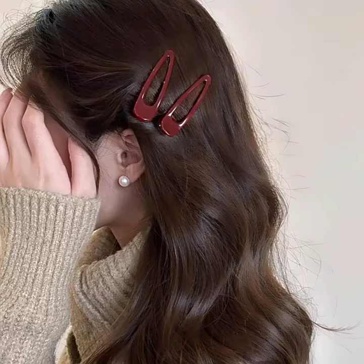 Ensemble de 2 pinces à cheveux bordeaux