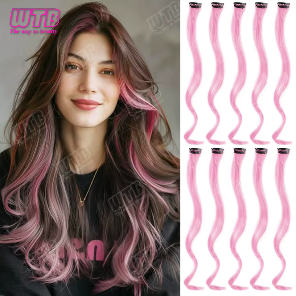 Extensions de cheveux synthétiques colorées avec clip BB