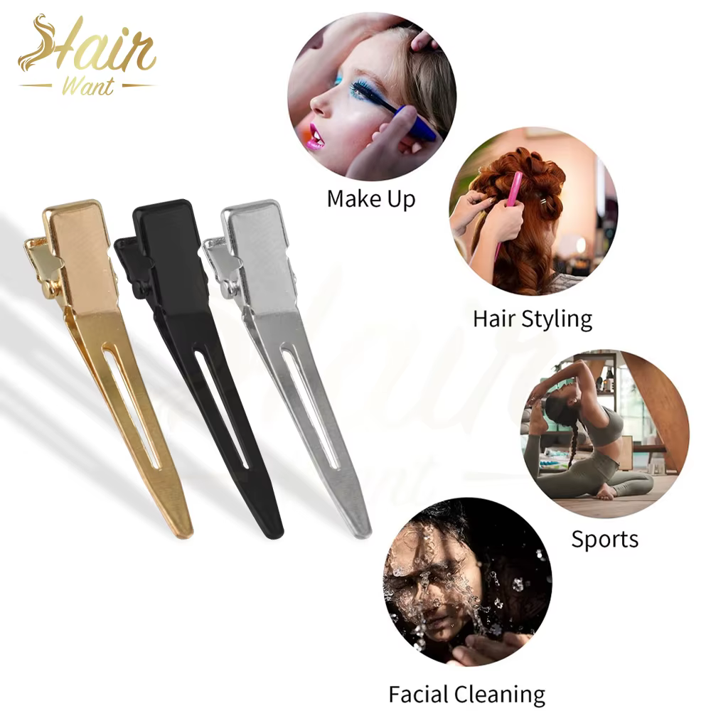 Hair Want-Mini pinces à cheveux bec de canard en métal pour femme