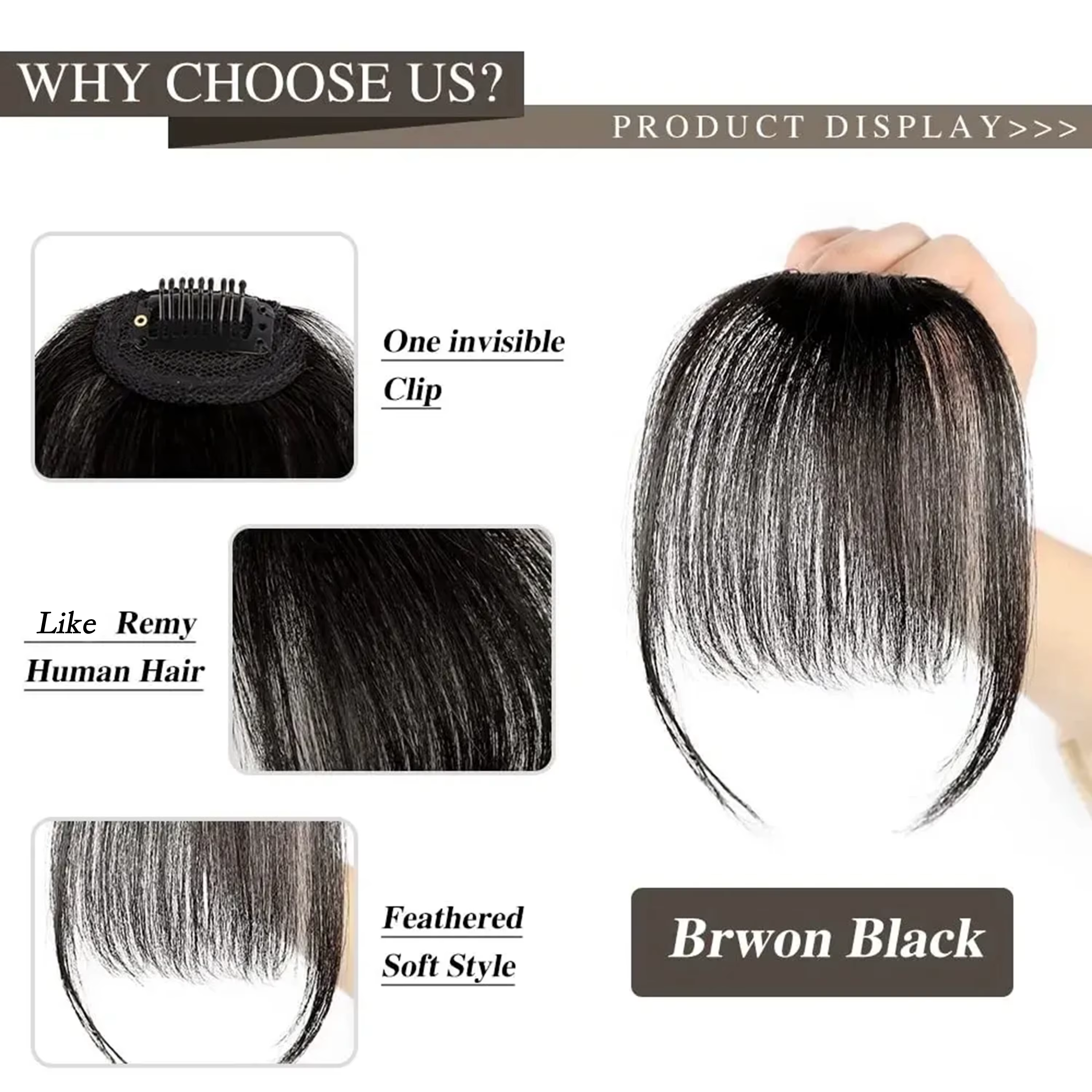 Faux franges coréennes à clipser pour coiffure