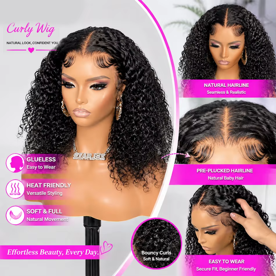 Perruques Courtes Bob Bouclées Effet Mouillé 13x4 Lace Front Cheveux Humains Brésiliens Deep Wave 13x6 Full HD