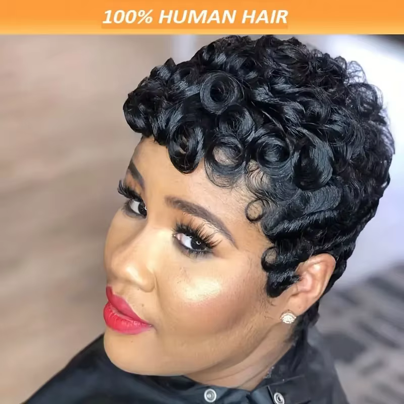 Perruques de cheveux 100% naturels bouclés