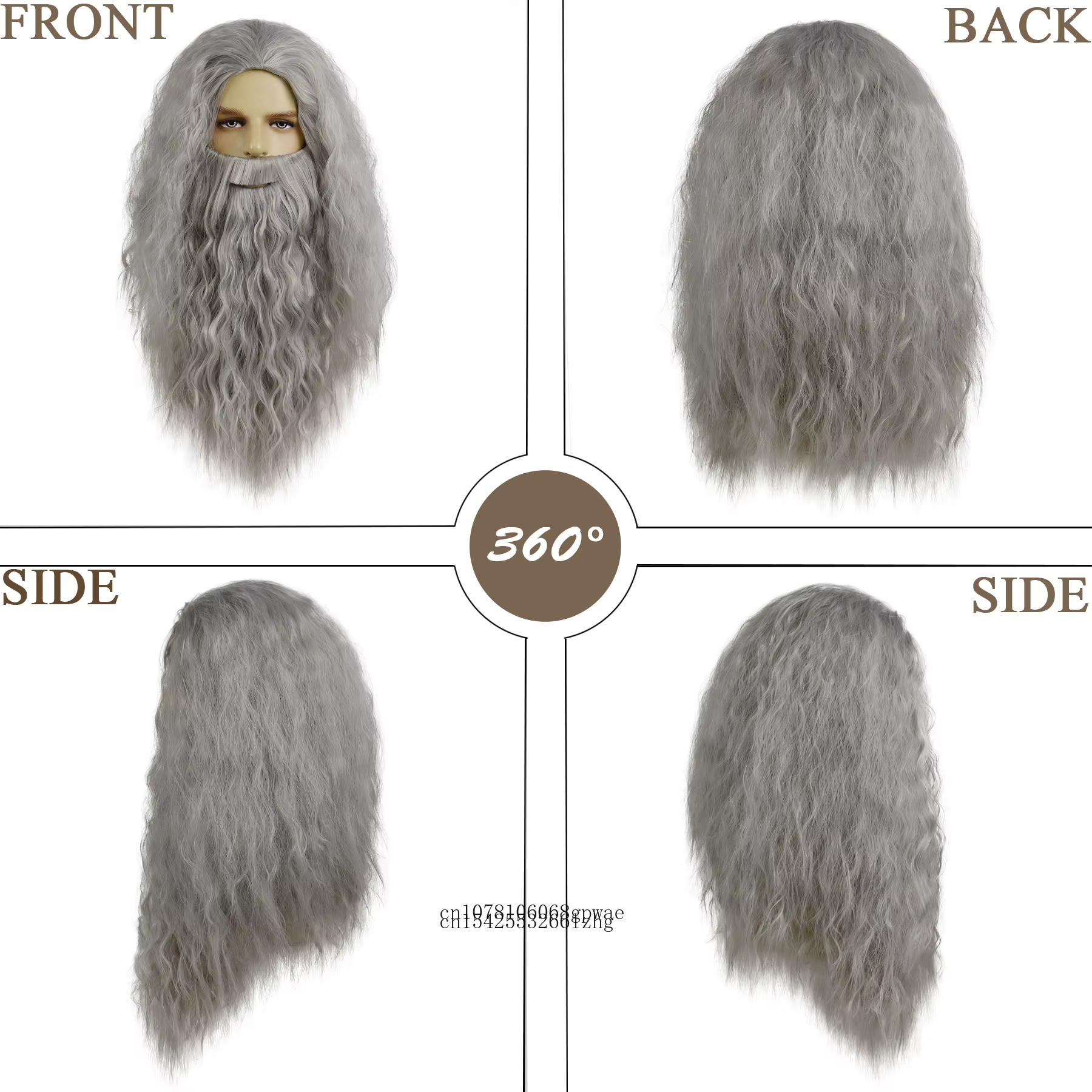 Dumbledore Cosplay perruque cheveux synthétiques Halloween école Gandalf assistant Costume