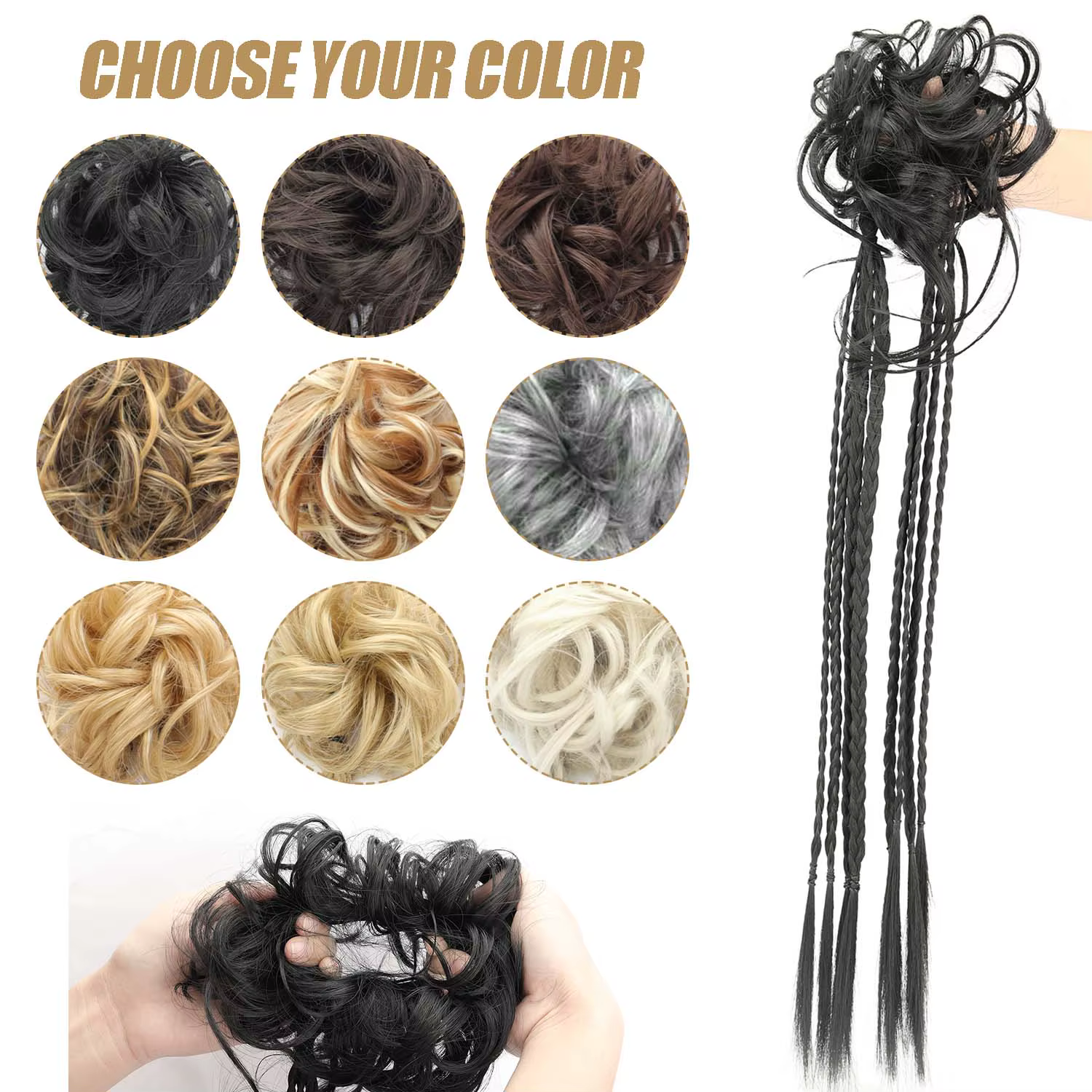 Chignon synthétique désordonné