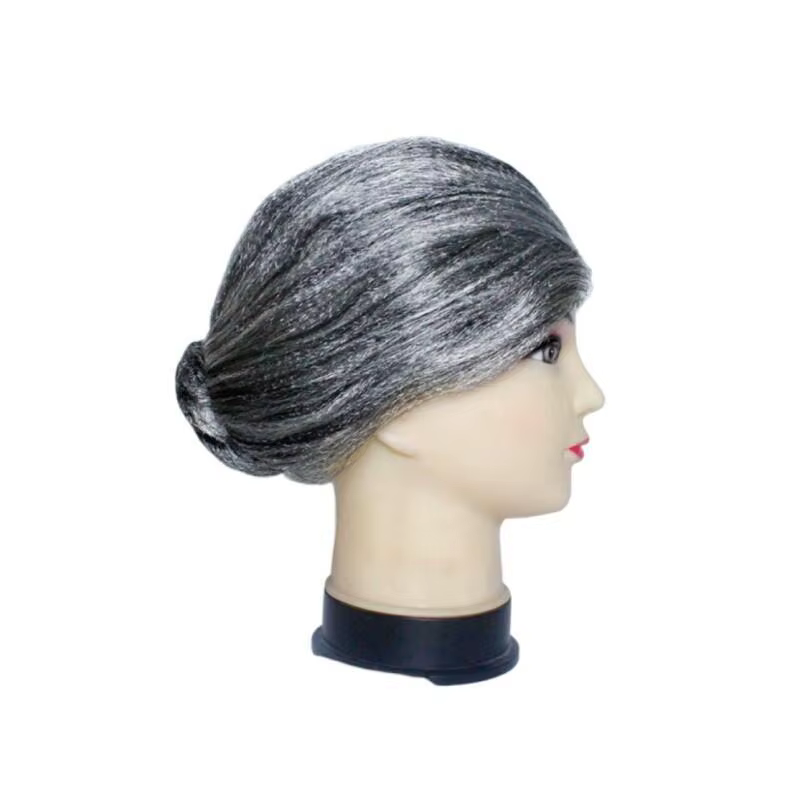 Perruque synthétique grise pour femme âgée