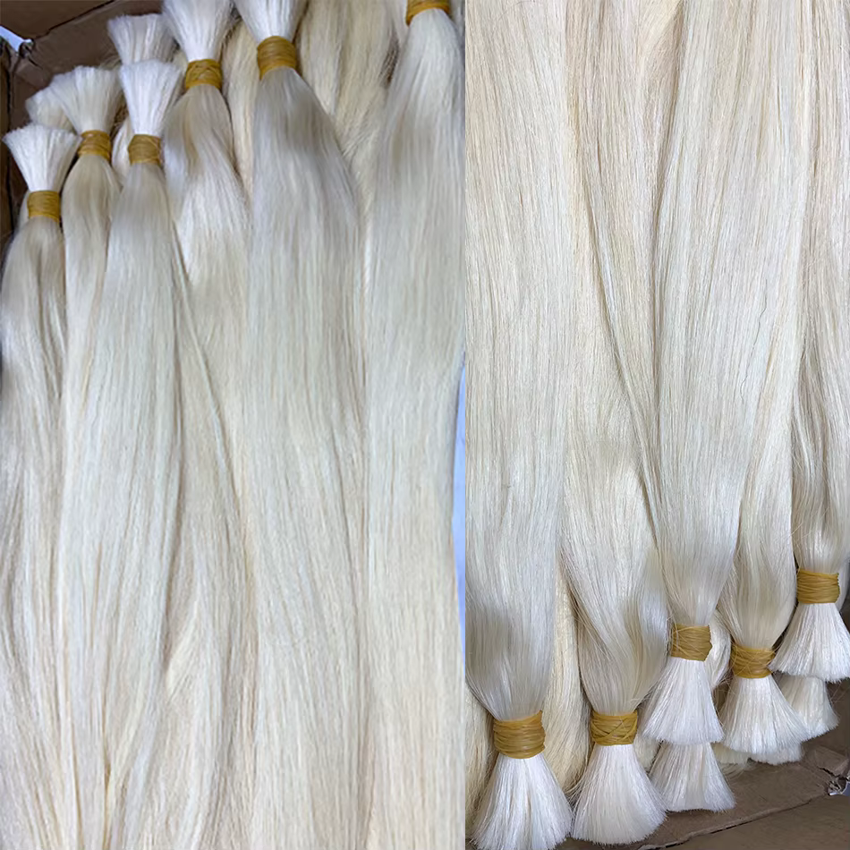 Mèches de cheveux humains lisses blonds 100% Extension