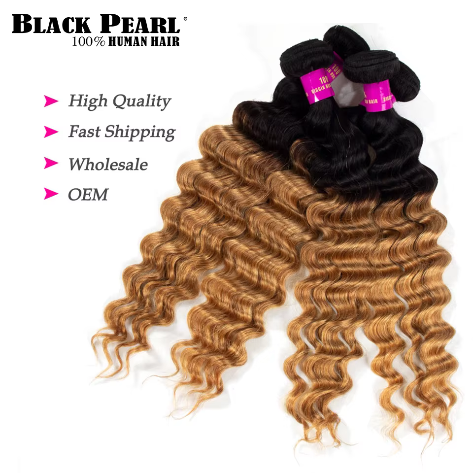 Extensions de cheveux humains brésiliens ombrés Black Pear 1/3/4 pièces
