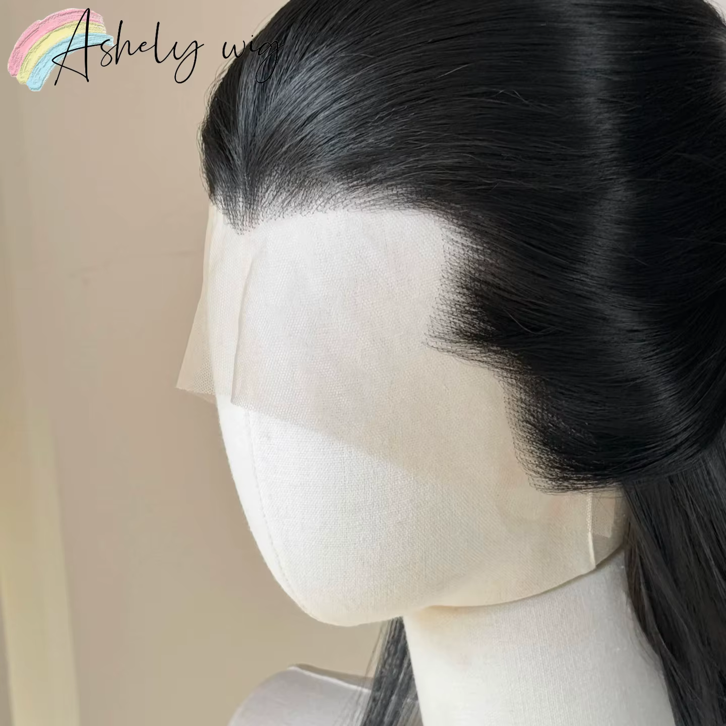 Ashely Widow's Peak Wig – Perruque synthétique noire à dentelle frontale 26 pouces 13*4