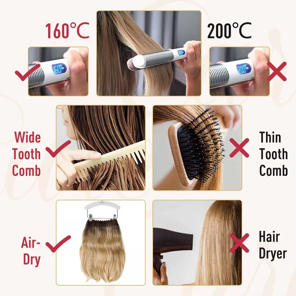 KerBrian-Extensions de cheveux à pointe plate pré-collées