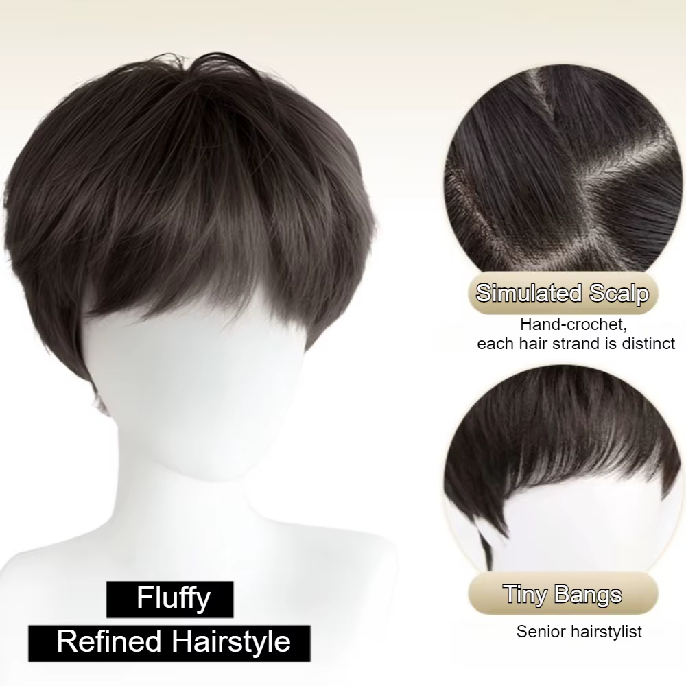 Perruque synthétique lisse pour hommes