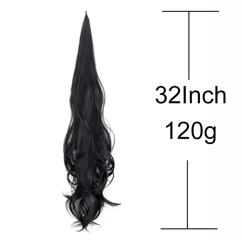 WIGSIN synthétique 32 pouces longue vague bouclée queue de cheval Extension de cheveux Flexible enrouler autour de faux postiche pour les femmes