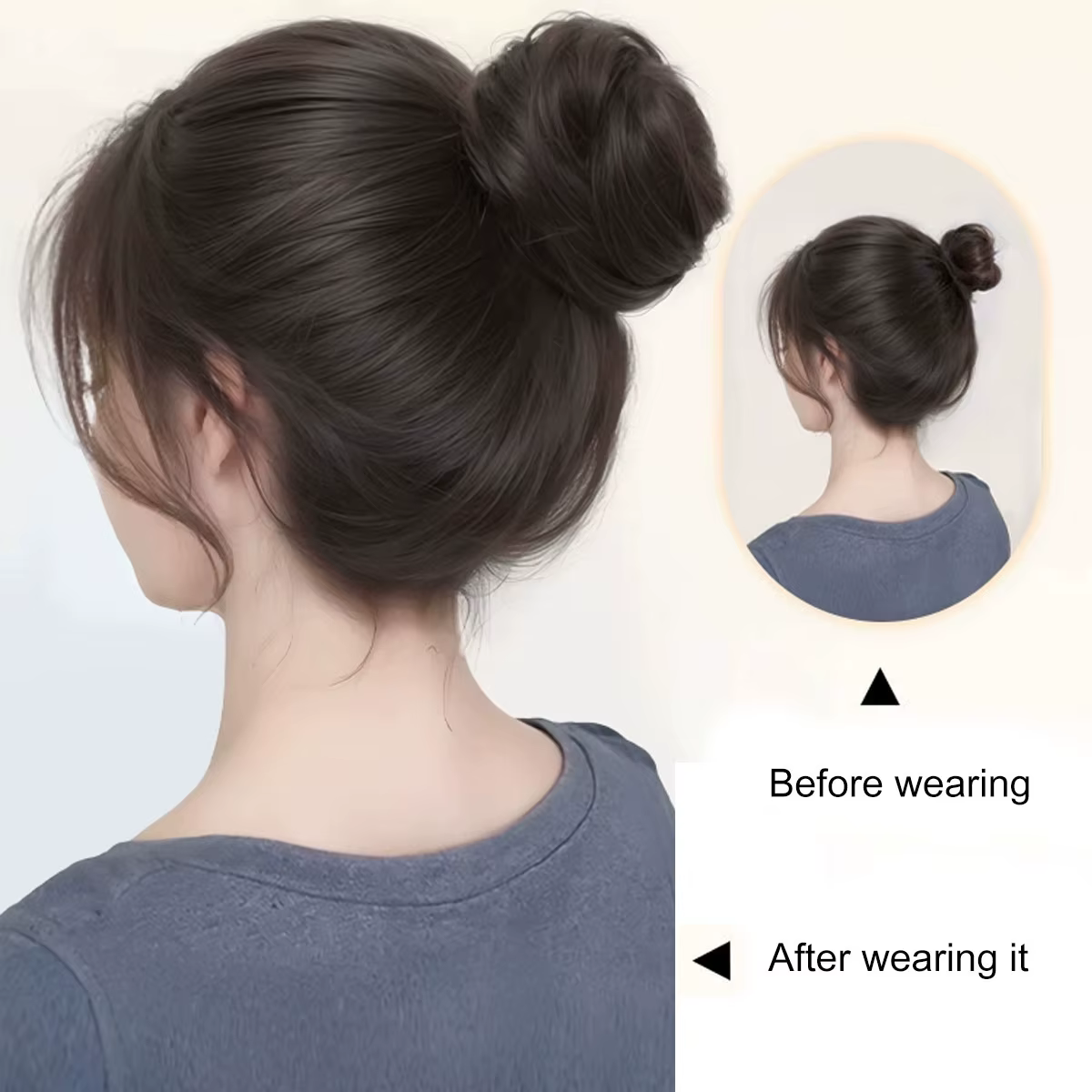 Chignon synthétique avec Clips élastiques circulaires, 1 pièce, perruque de cheveux lisses en forme de nid d'oiseau, chignon rétractable pour femmes