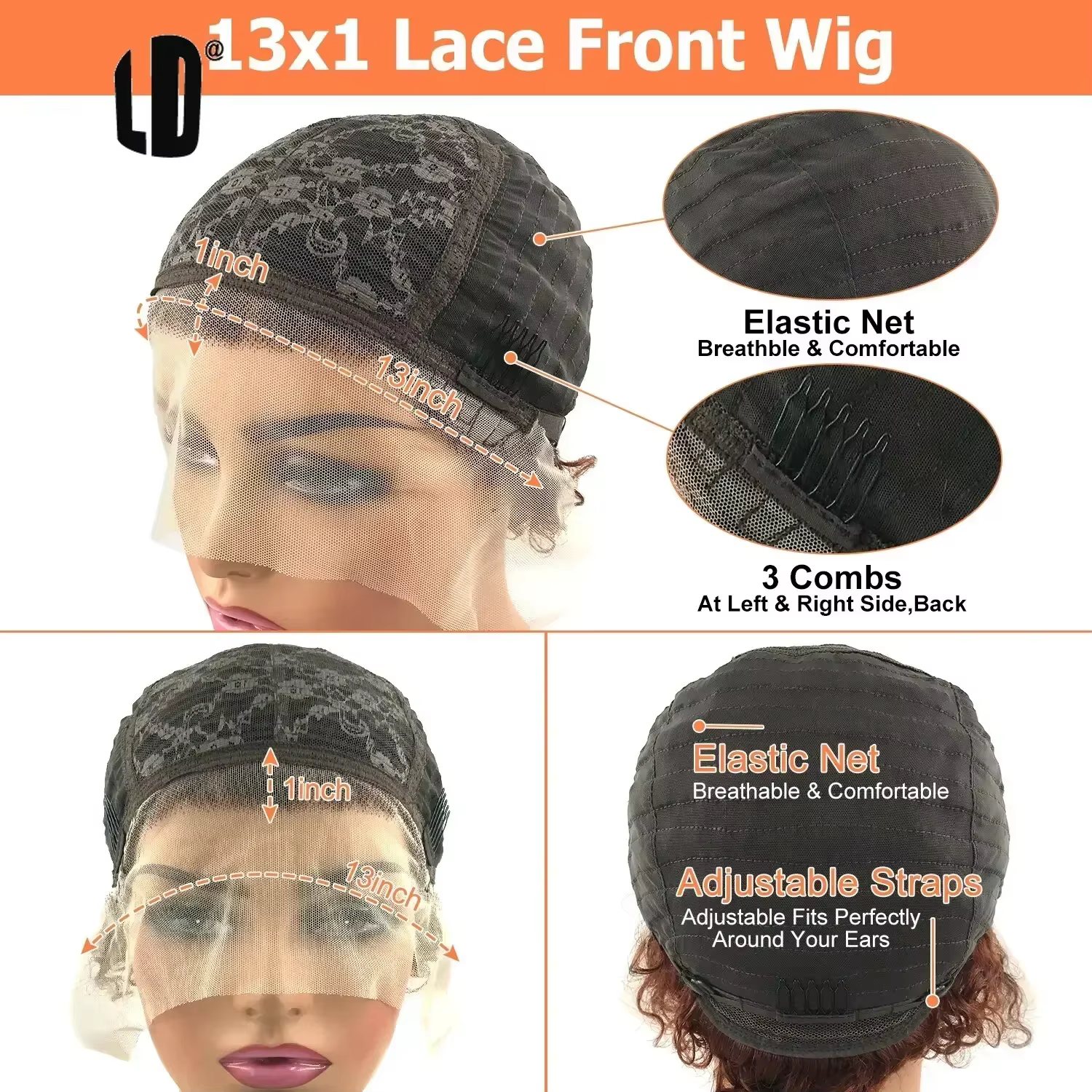 Perruque de cheveux humains brésiliens pour femmes noires Afro bouclés Pixie Bob courte ligne
