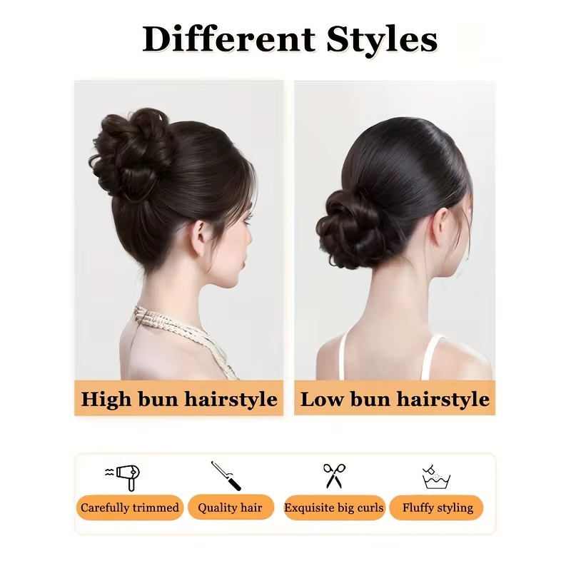 Extensions capillaires synthétiques à chignon auto-enroulement réglables pour augmenter le Volume des cheveux