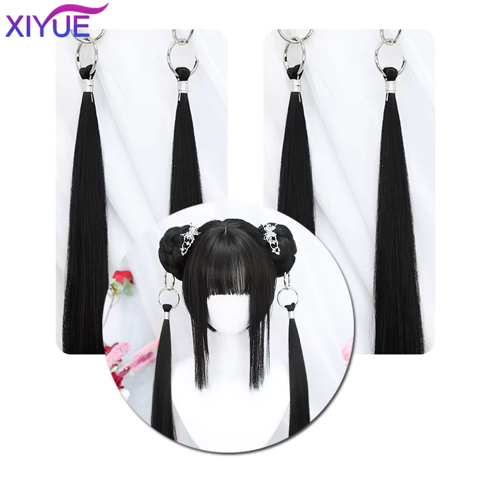 XIYUE synthétique longue droite Lolita perruque avec Bang rouge Ombre noir Cosplay fête Halloween noël ondulé bouclés