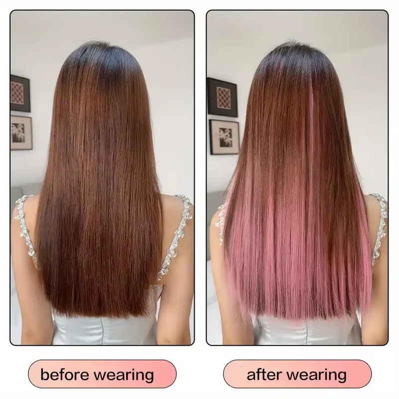 Extensions de cheveux à clipser pour femmes avec reflets de couche intérieure
