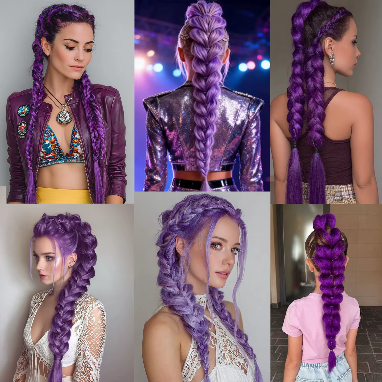 Extensions de cheveux violets 26 pouces de Long