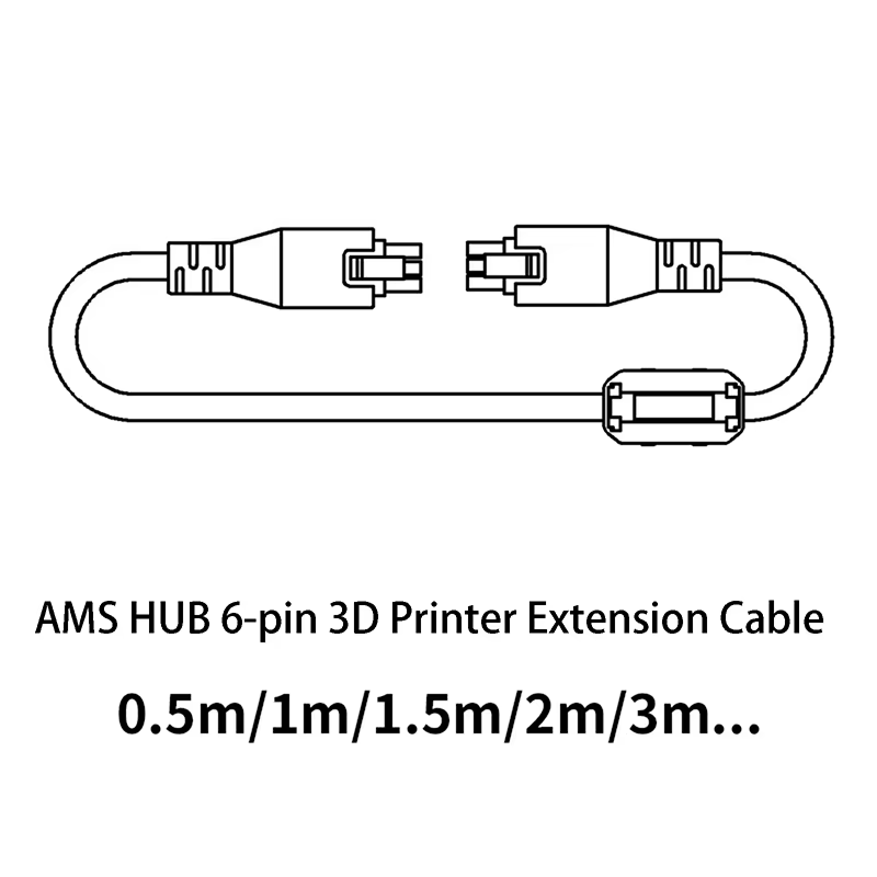 Câble d'extension AMS HUB 1M 2M 6 broches avec anneau magnétique pour imprimantes 3D Bambu Lab X1/P1