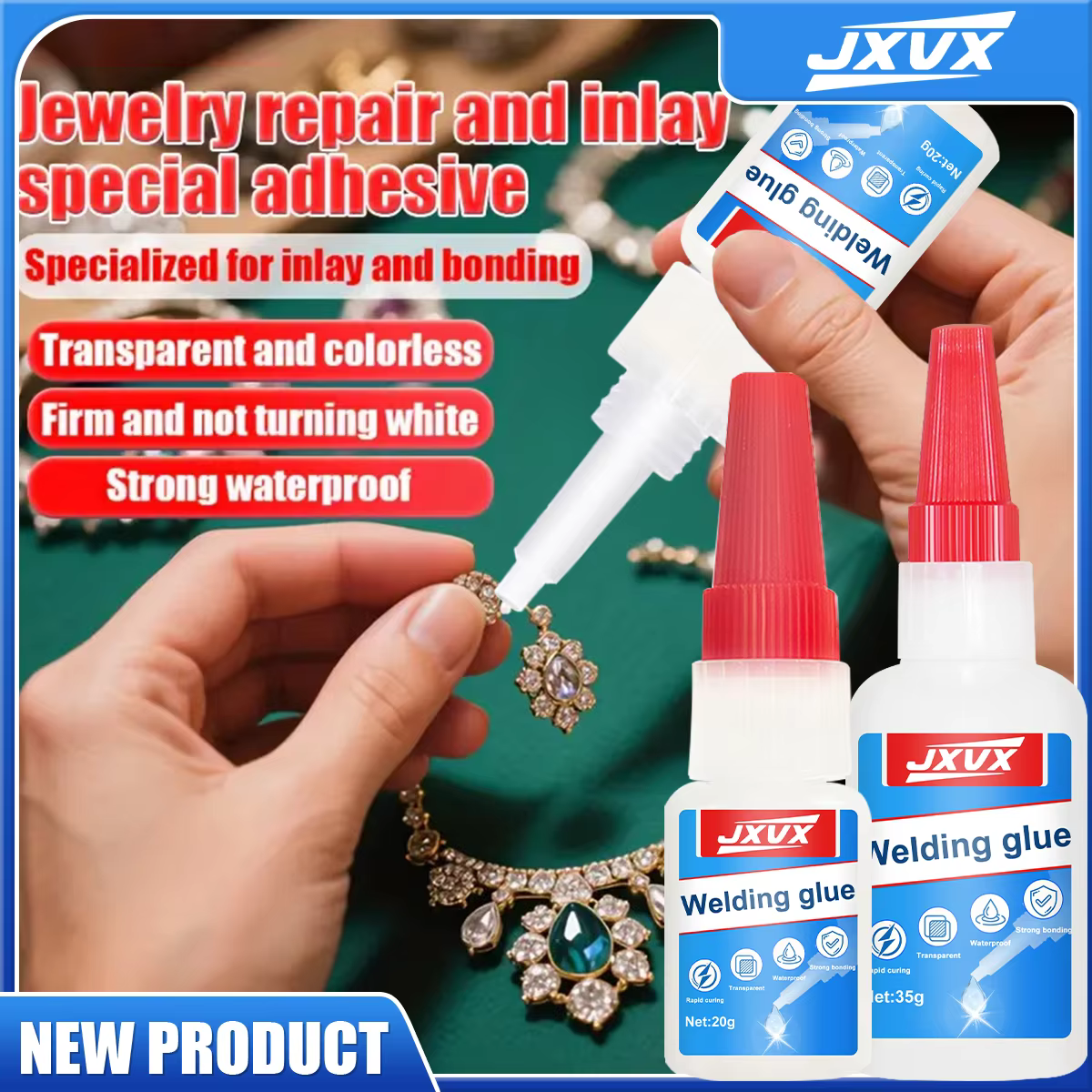 JXVX 50g High Strength Oil-Based Glue for Welding - Colle de soudure universelle à base d'huile pour les adhésifs instantanés pour les résines, les céramiques, les métaux, le verre, les plastiques, le