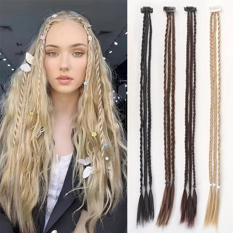1 pièce Extension de cheveux tressée à clipser
