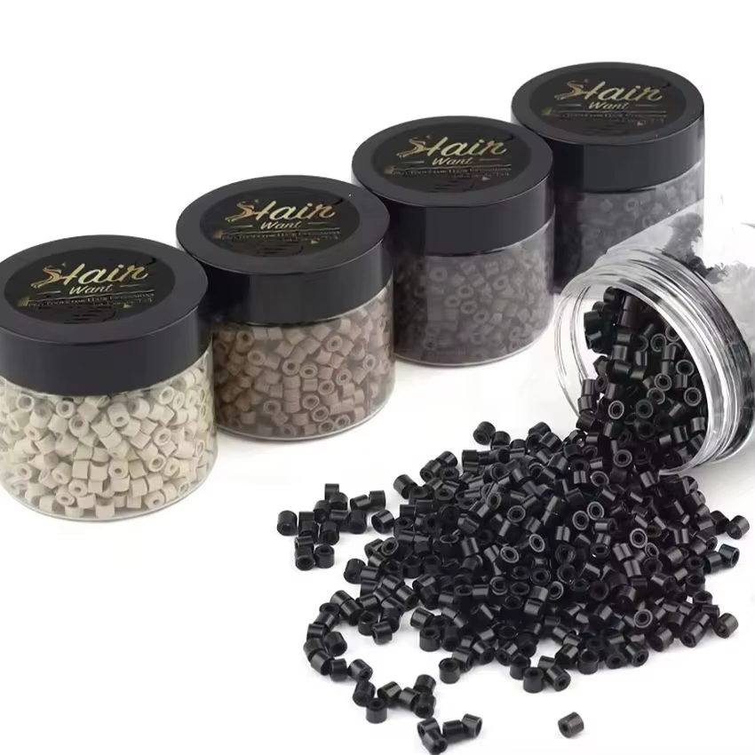 Perles micro-liens en silicone de 4 mm (1000 pièces) pour extensions de cheveux invisibles à coudre