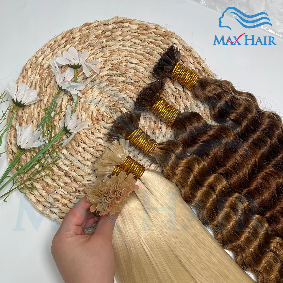 Extensions de cheveux humains à pointe en U en kératine