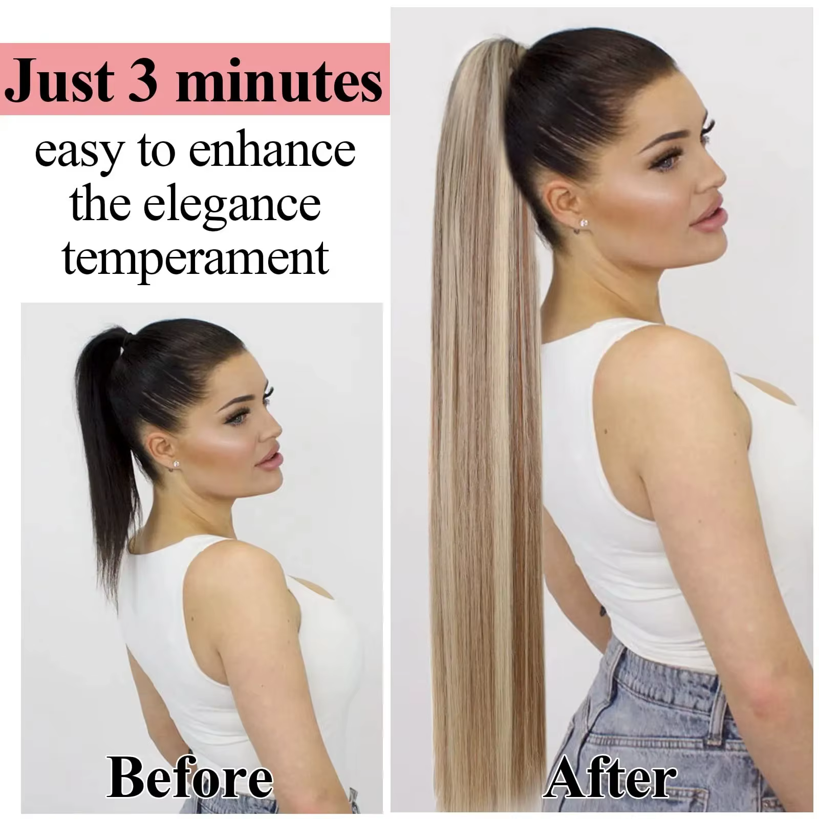 Extensions de cheveux blondes longues à clipser