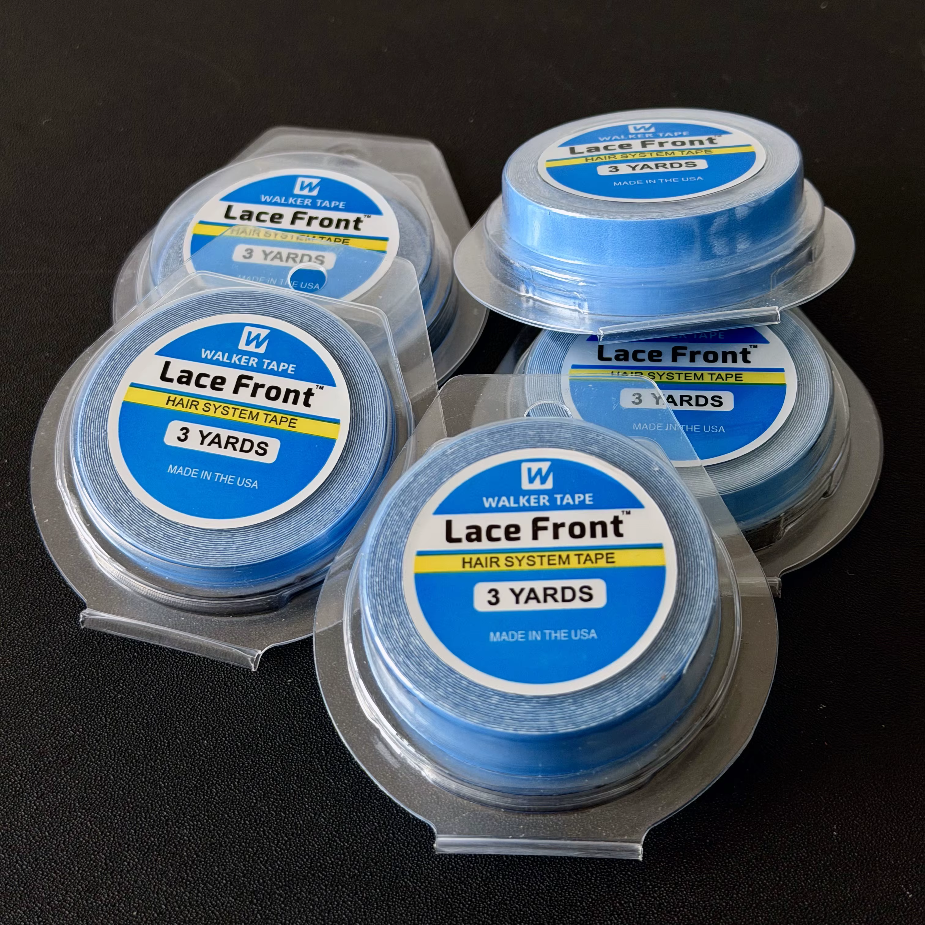 1/2/5 Rouleaux de ruban adhésif double face bleu super résistant pour extensions de cheveux/perruques en dentelle/toupets, 0,8/1 cm x 3 yards