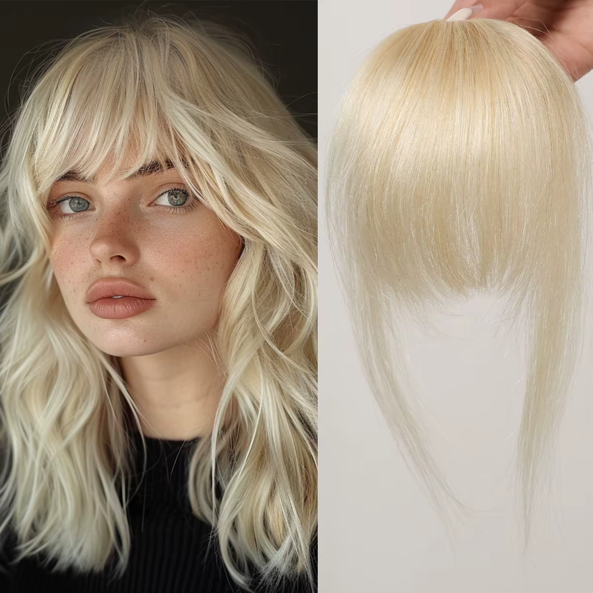 Frange à clipser blonde platine pour femme
