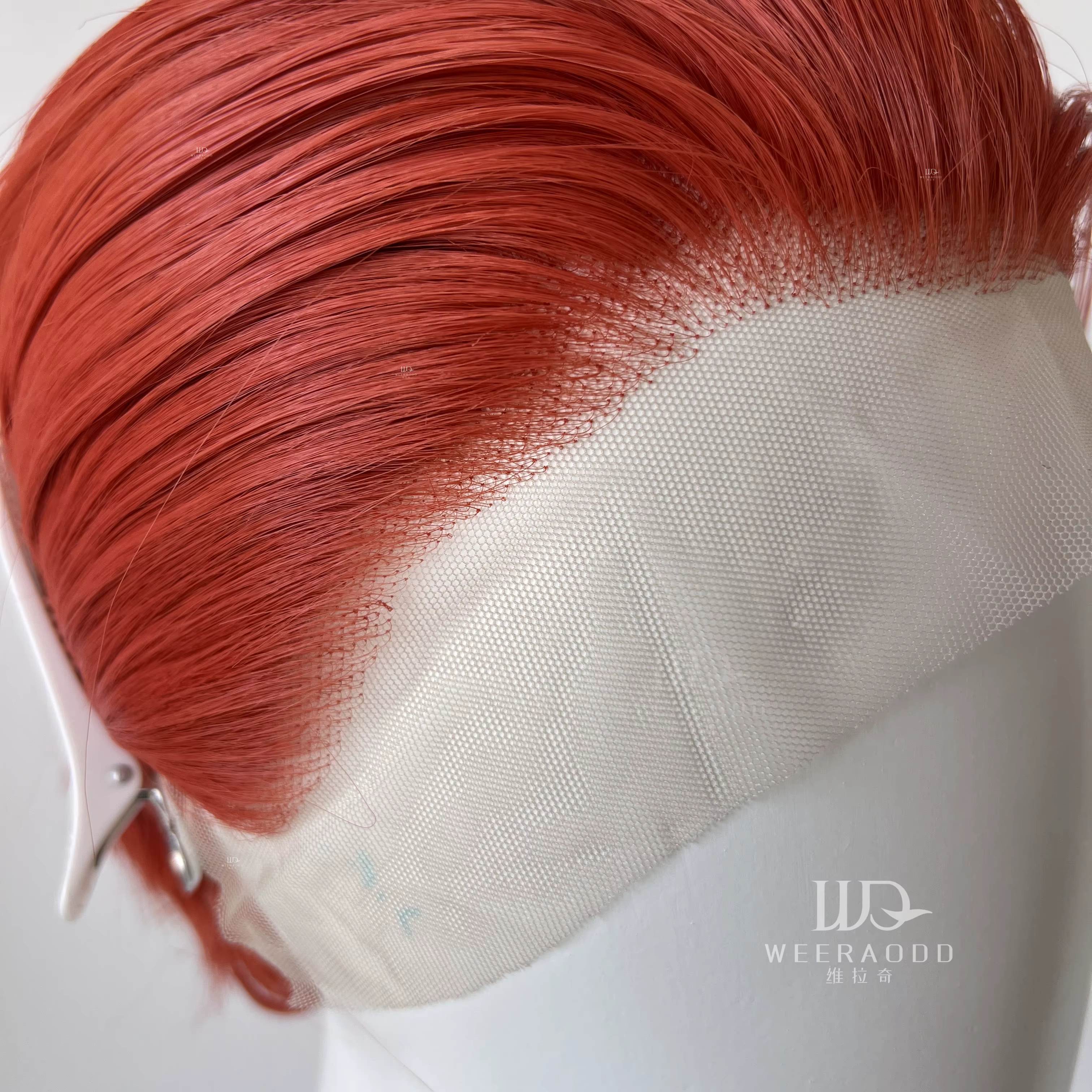 Perruque Lace Front Wig synthétique courte Orange rouge pour hommes