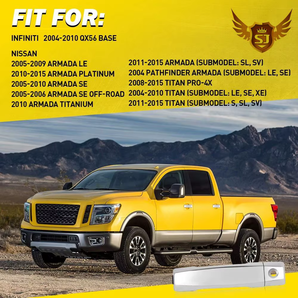 Poignée de porte extérieure de voiture poignées extérieures externes pour Nissan Titan 04-18 pièces d'auto noir