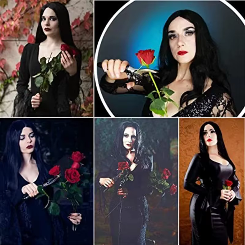 Perruque de Cosplay de la famille Addams