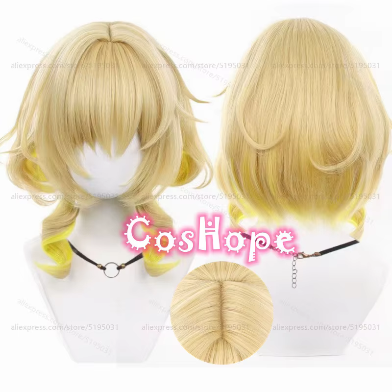 Hbackpack Aglaea-Perruque Cosplay Synthétique Courte Bouclée