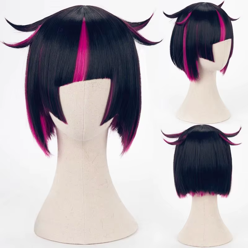 Lilia Vanrouge Cosplay perruque noir violet mixte court résistant à la chaleur cheveux synthétiques Halloween fête