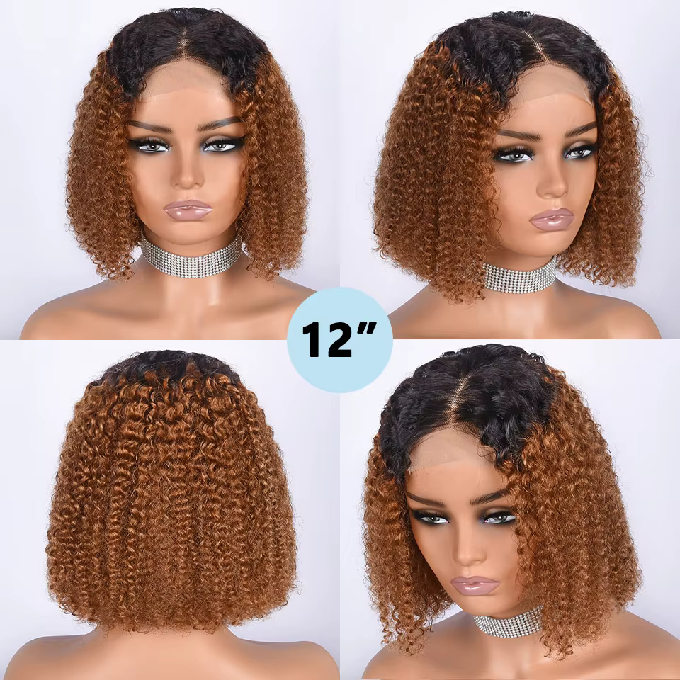 HairUGo-Perruque BOB à fermeture en dentelle pour femme