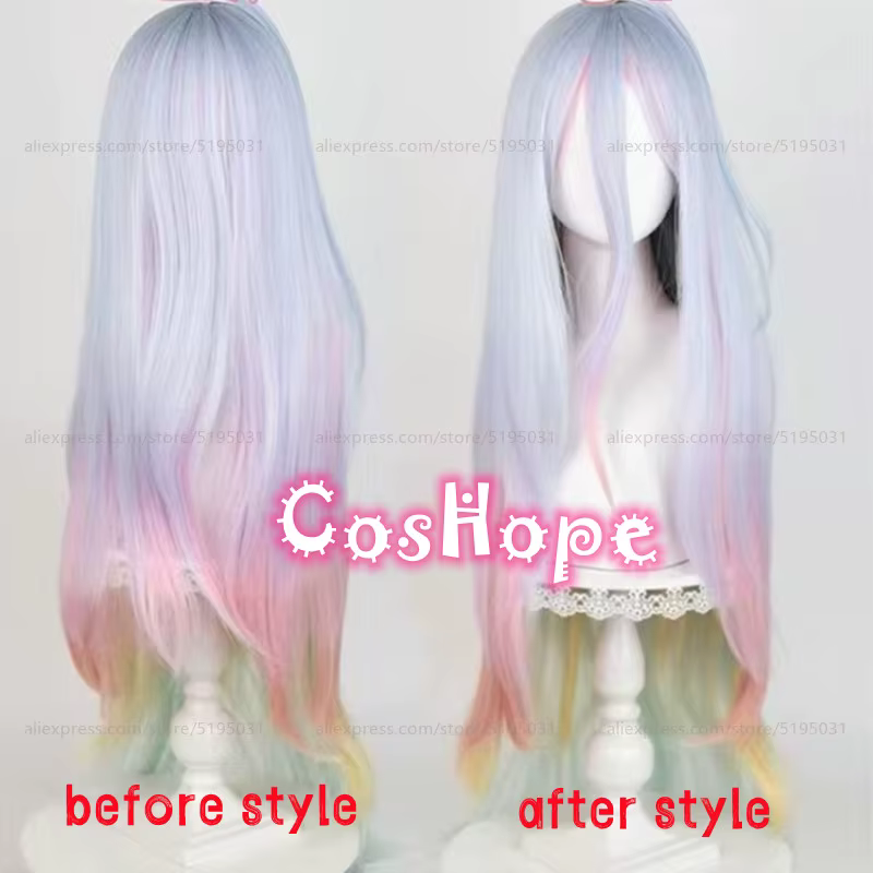 Shiro Cosplay perruque 100 cm longue perruque droite avec queue de cheval couleur mixte perruque Cosplay Anime Cosplay perruques résistant à la chaleur perruques synthétiques