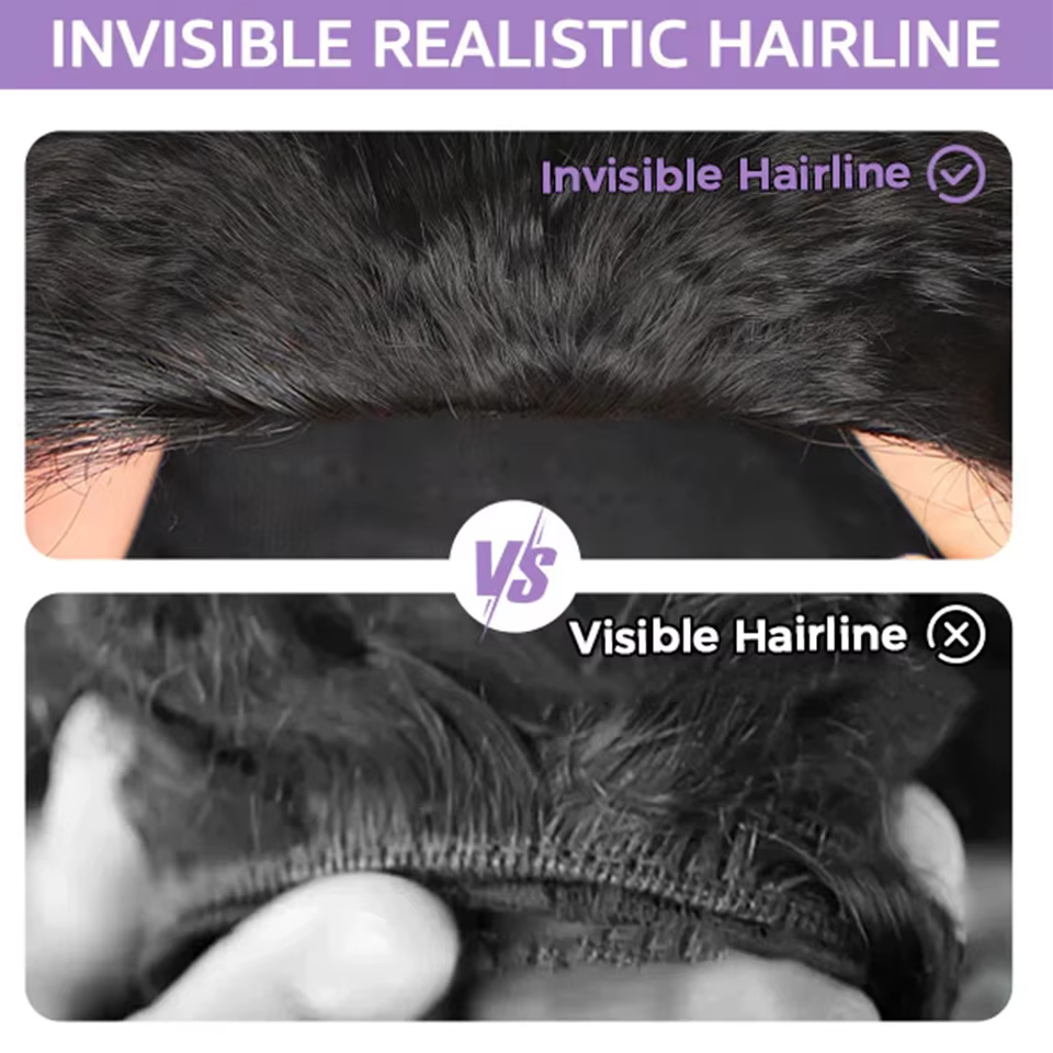 Demi-perruque cheveux humains bandeau droit