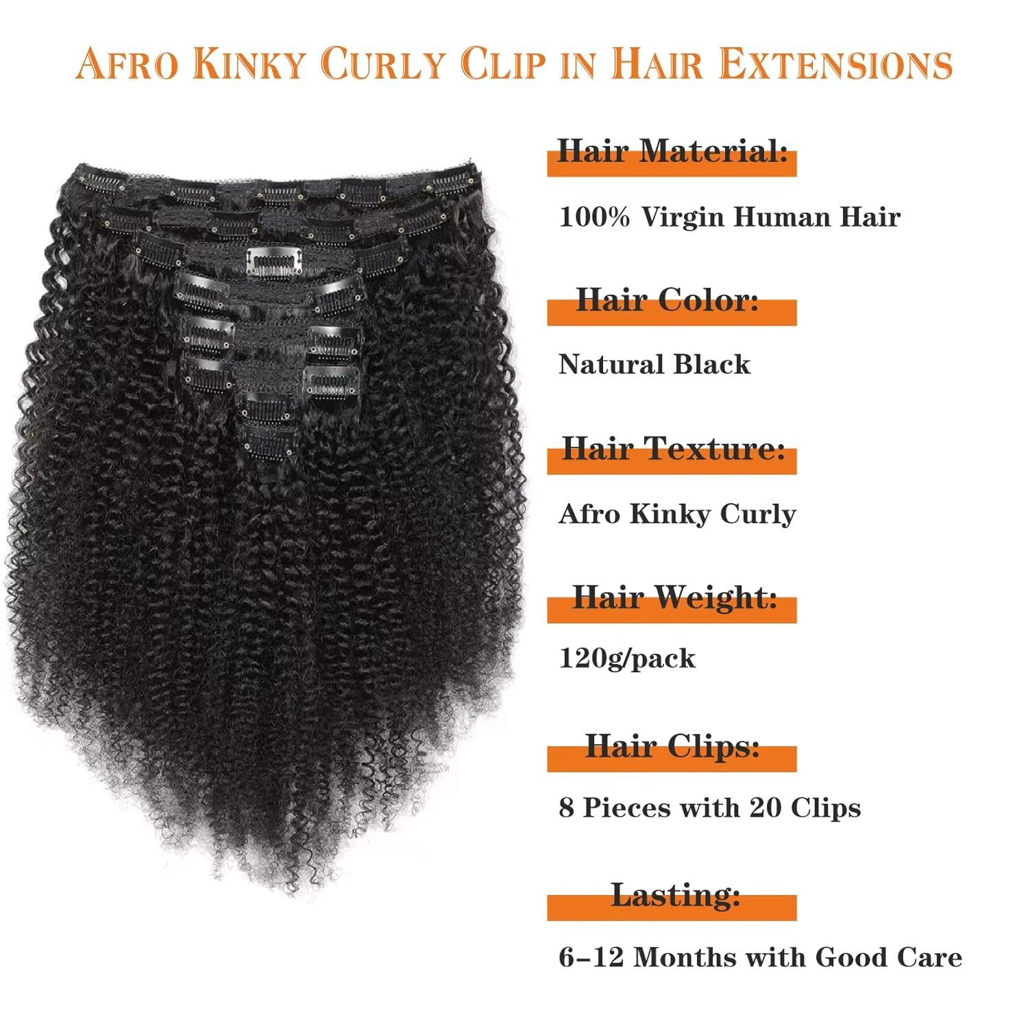Extensions de cheveux bouclés afro crépus