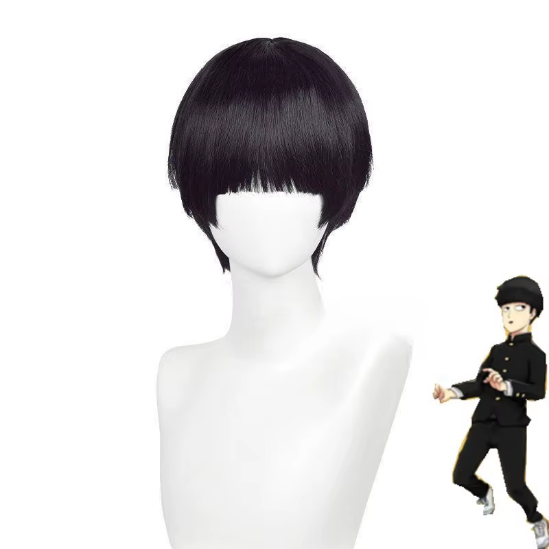Mob Anime rôle perruque scène Sitcom effectuer Match couvre-chef frange droite Pot couvercle tête