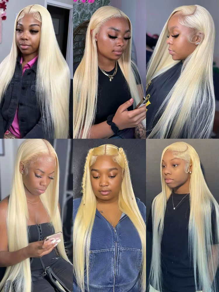 Perruque Lace Front Wig 360 Brésilienne Naturelle, Cheveux Humains, Couleur Blond Miel 613, 13x4, 13x6, 40 Pouces, en Solde