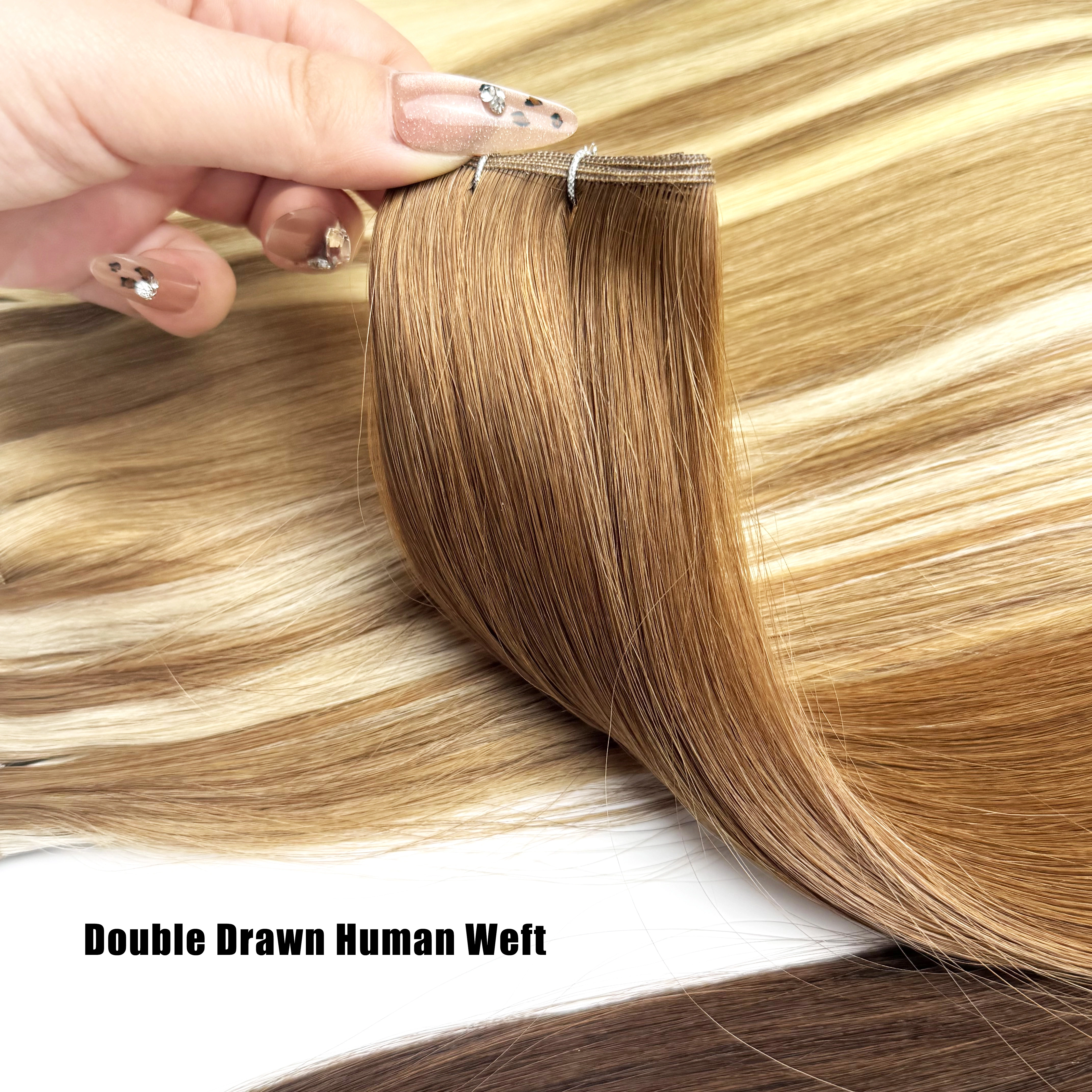 Extensions de cheveux humains Genius Trame 100G paquets blonds doubles dessinés