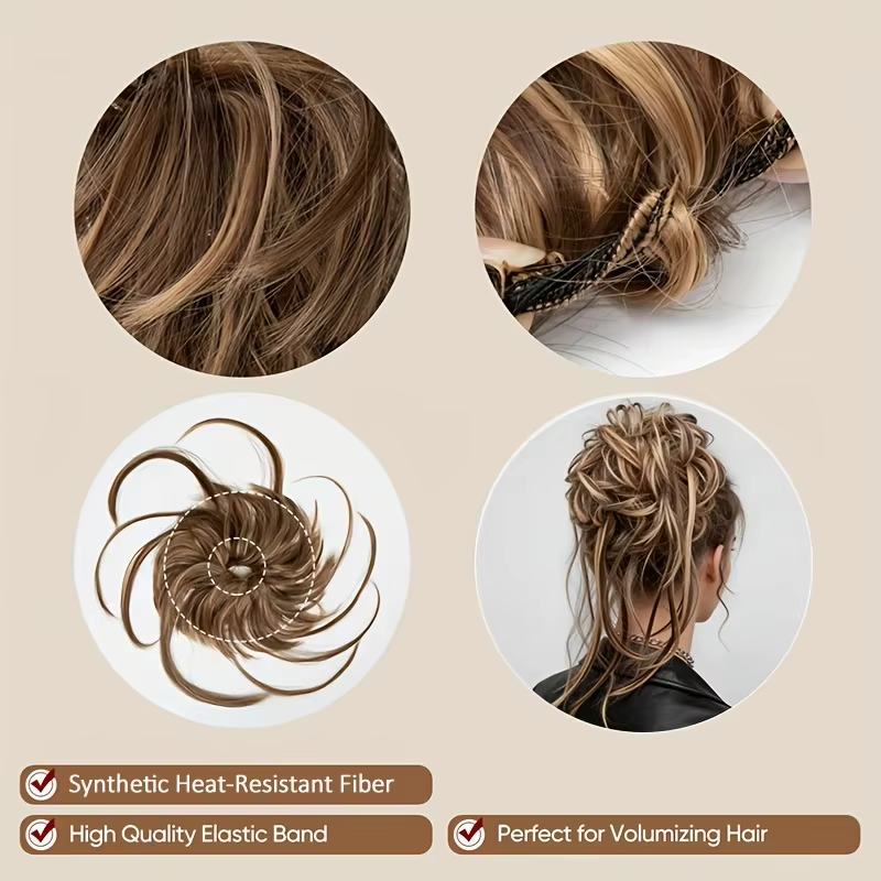 Perruque synthétique, extension de cheveux longs bouclés