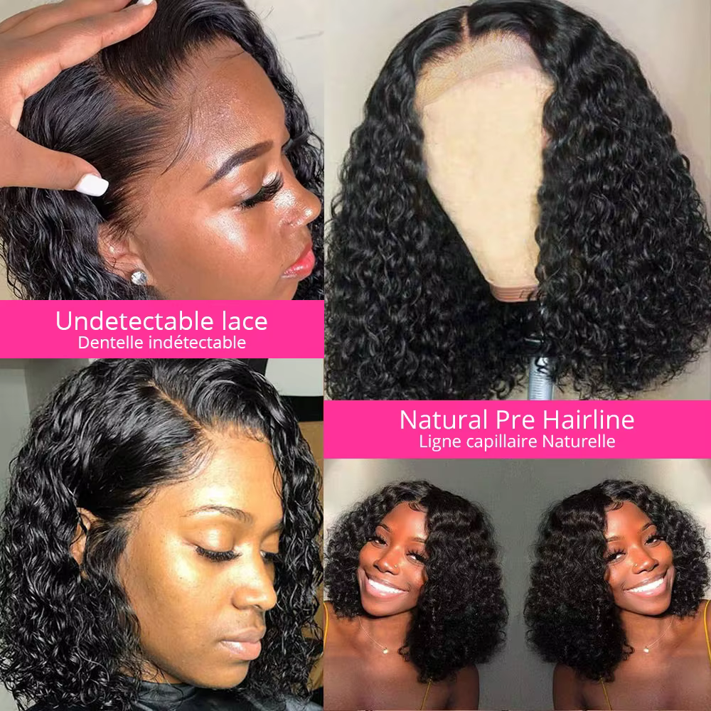 Perruque courte 16A, cheveux humains vierges