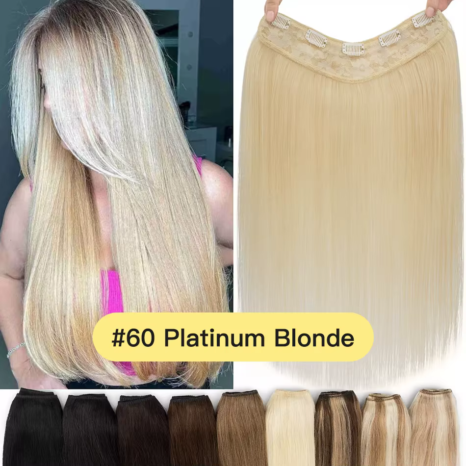 YELO 12 "-26" pince en forme de V dans les Extensions de cheveux vrais