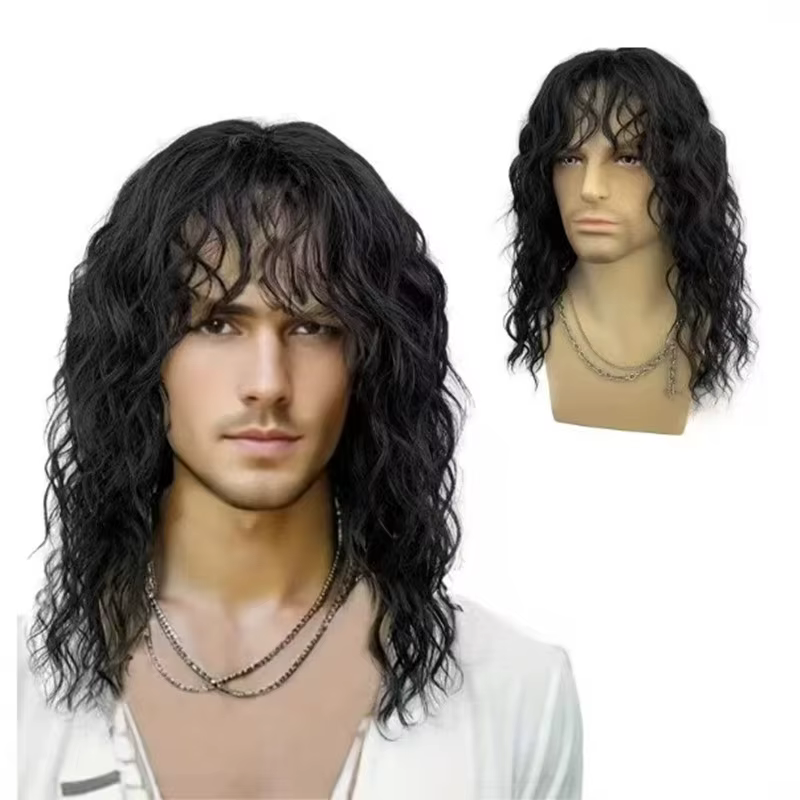 Perruque synthétique Rock de 18 pouces pour hommes/femmes