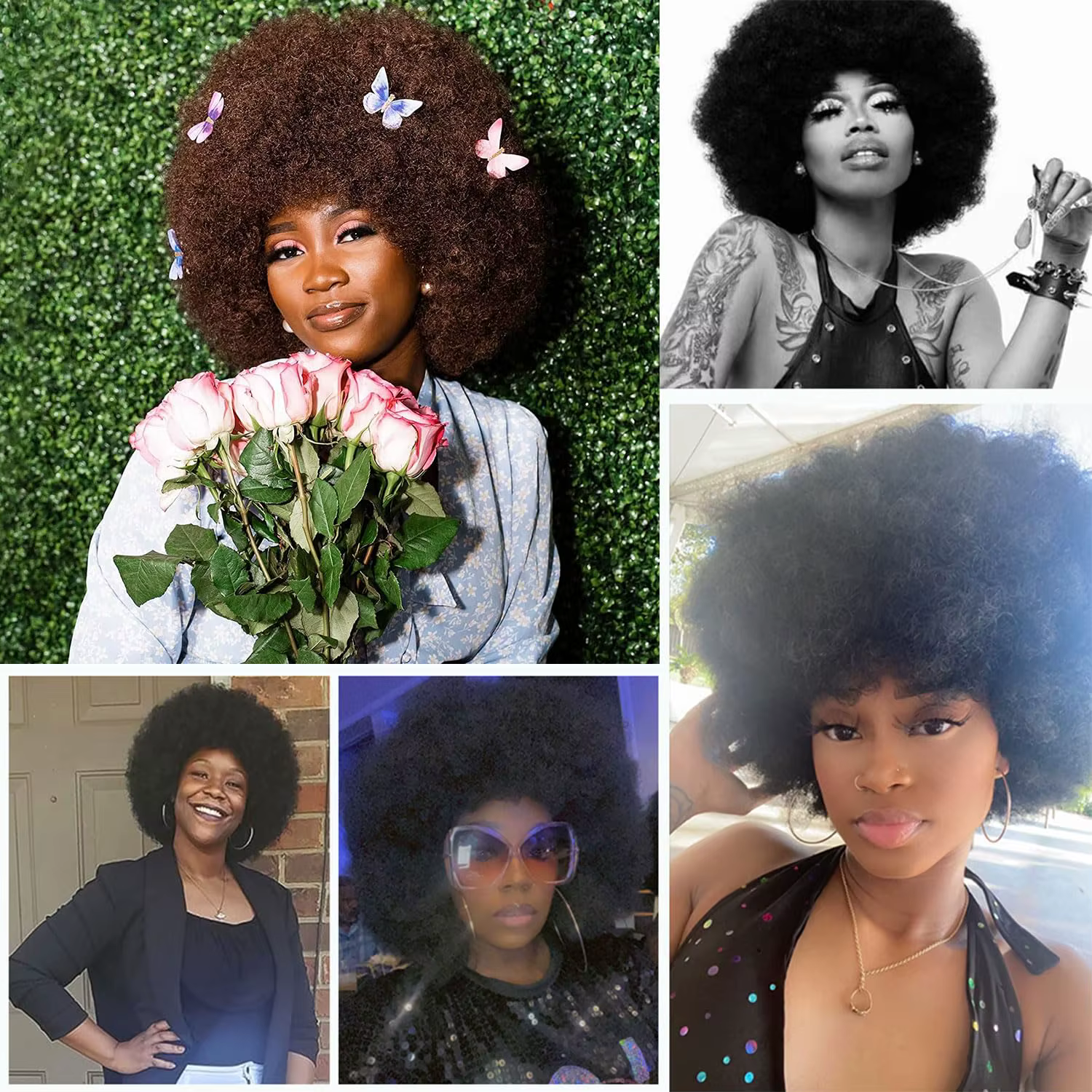 Perruque Afro crépue bouclée BOB couleur naturelle