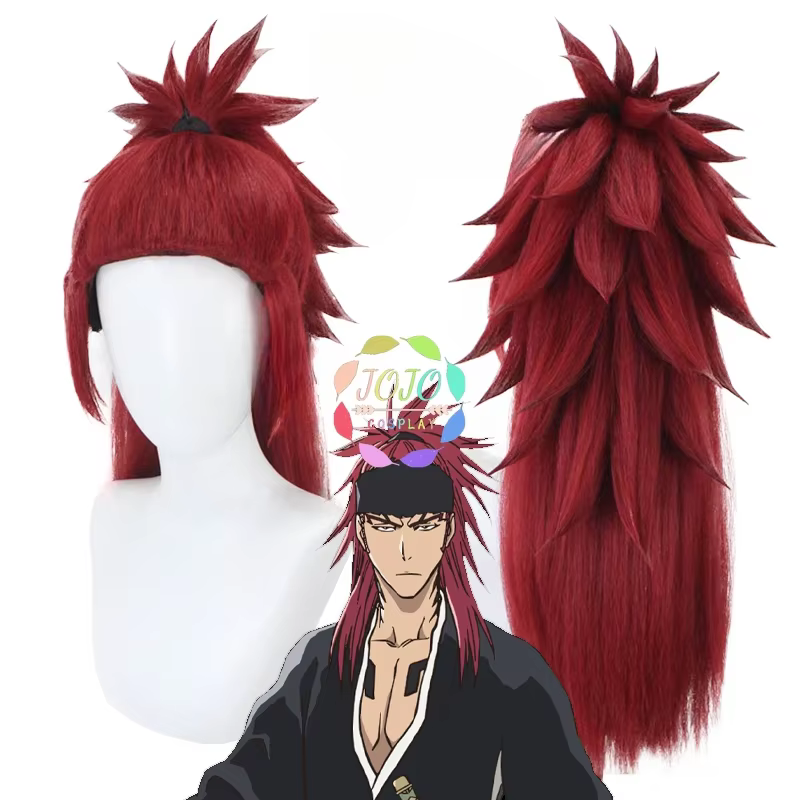 Perruque de Cosplay Anime Renji Abarai