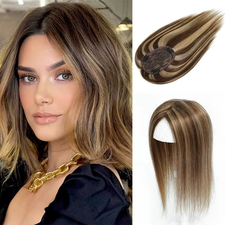 Livraison rapide Topper de cheveux 100% humains | Perruque à clipser pour femme | Couleurs ombrées 1B/613 2/27 | Stock