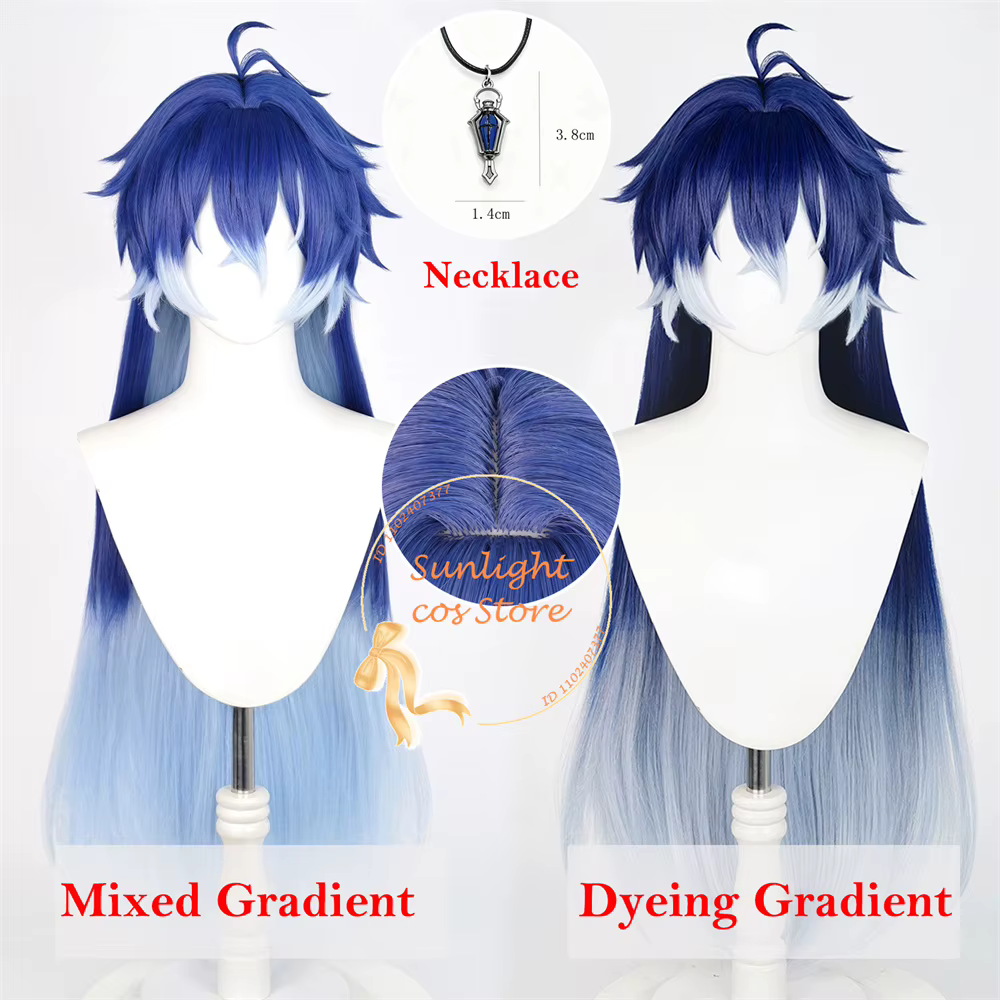 EN STOCK Anime Kyryll Chudomirovich Flins Cosplay perruque 90 cm bleu dégradé perruques résistant à la chaleur cheveux